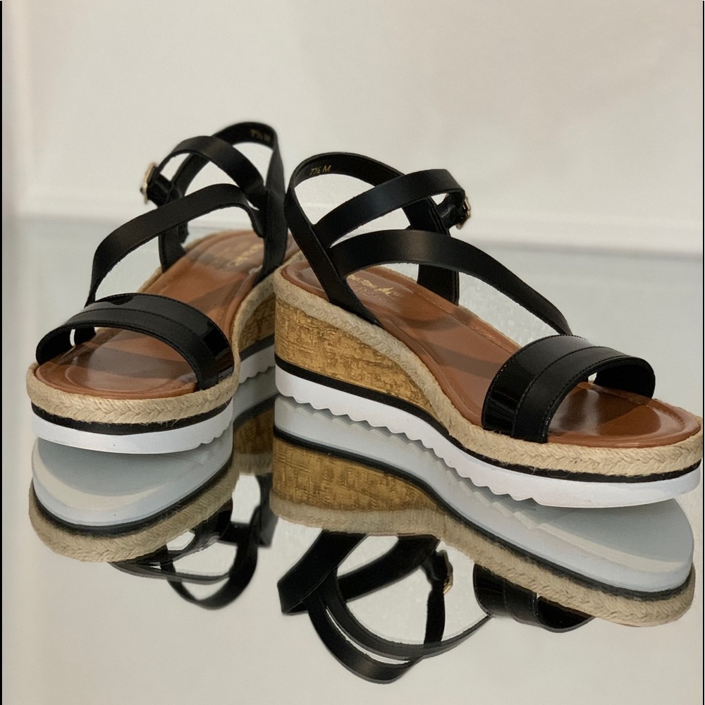 Coach and Four wedge leather sandal